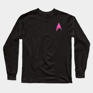 Pocket (combadge) size - Starfleet Delta with pink ribbons - Fanart for the cure Long Sleeve T-Shirt